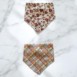 DOG Bandana - Gobble & Thanksgiving Plaid - Size M Medium